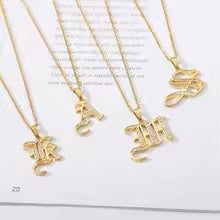 Gold Old English Initial Necklace