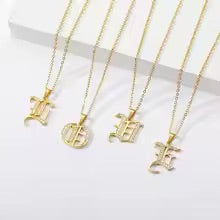 Gold Old English Initial Necklace