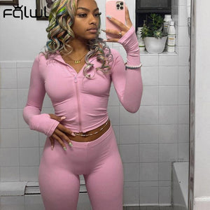 Womens Two 2 Piece Sets Sweatsuits Pink Winter Tracksuit for Women Outfits Long Sleeve Top Pants Suits Black Matching Sets